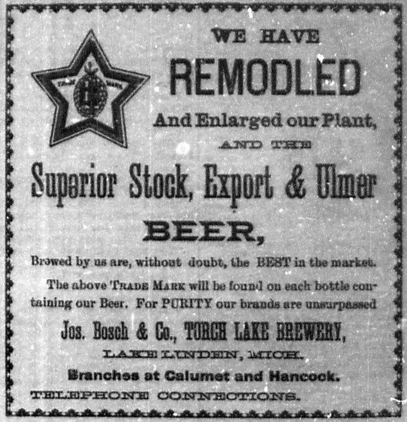 Newspaper ad - <i>Torch Lake Times</i>, 22 Nov 1892